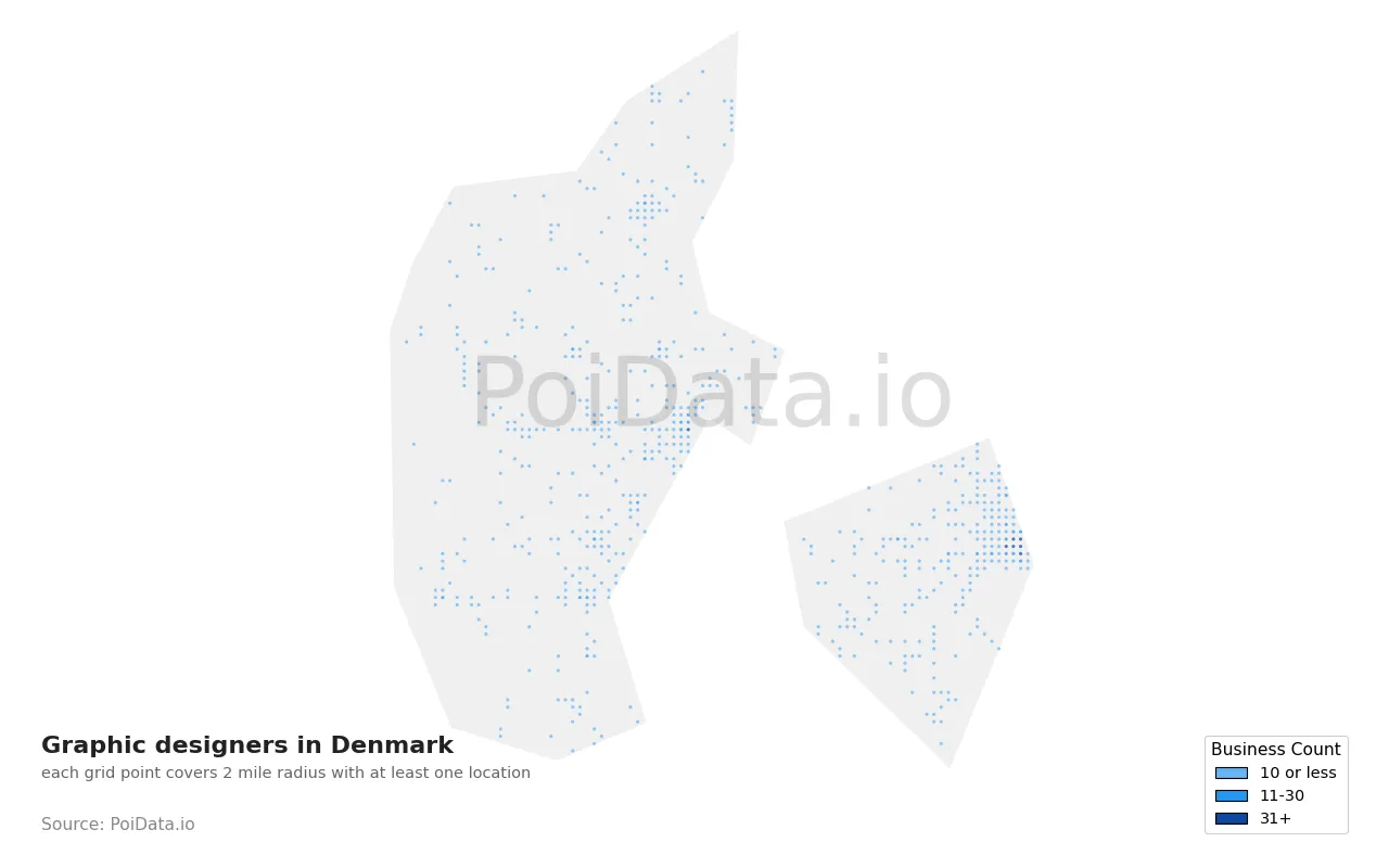 Graphic designer density map for Denmark