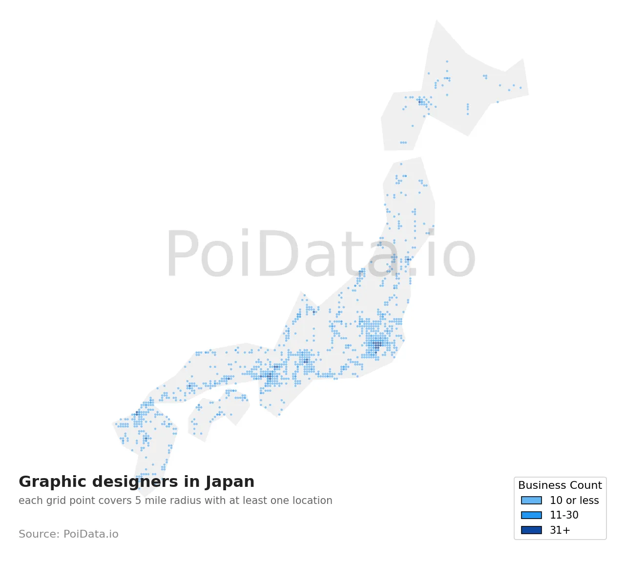 Graphic designer density map for Japan