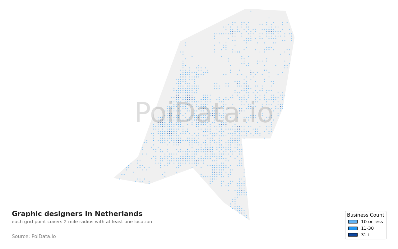 Graphic designer density map for Netherlands