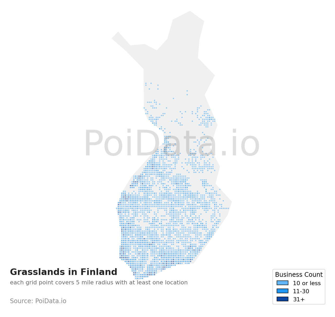 Grassland density map for Finland