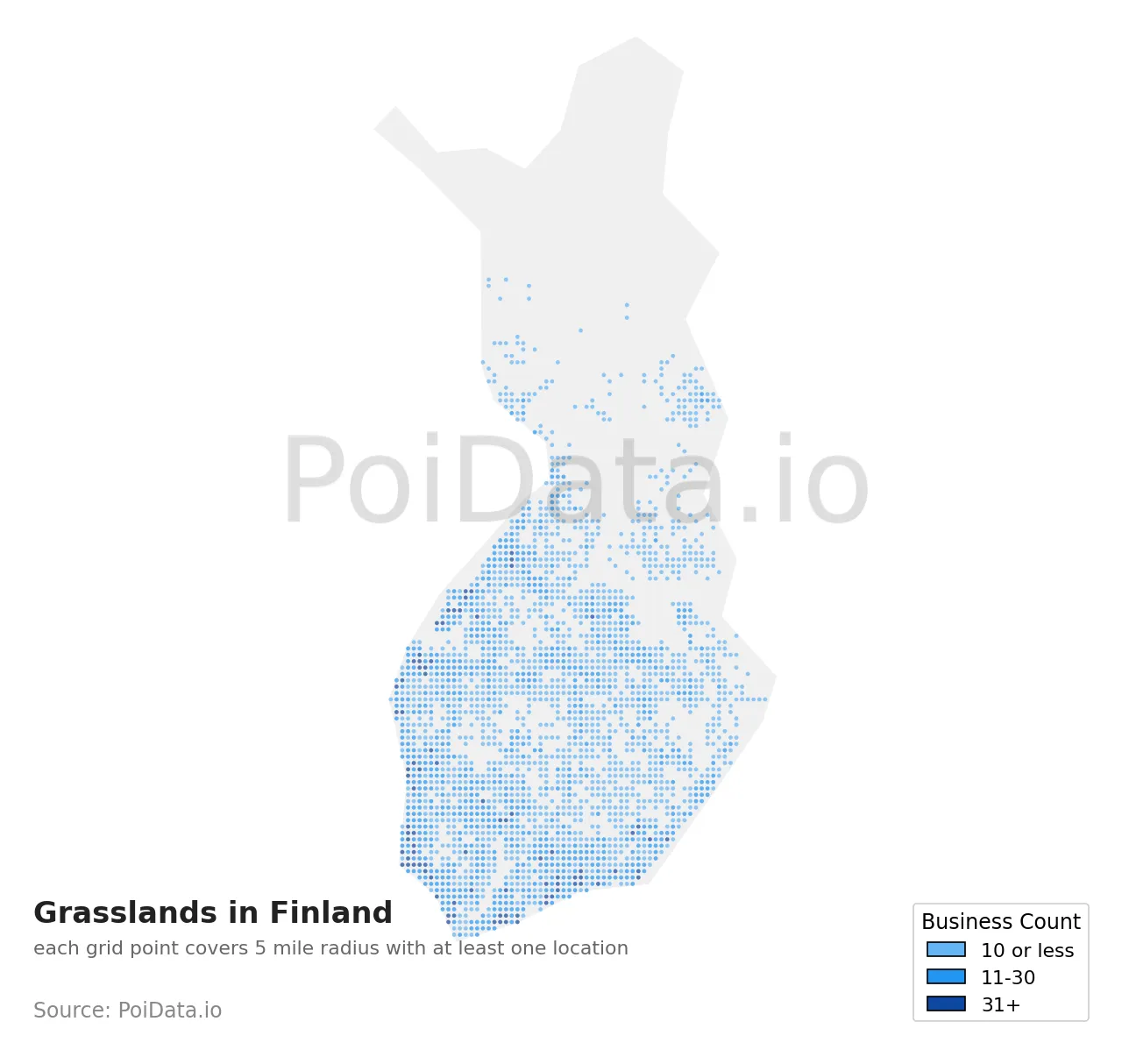 Grassland density map for Finland