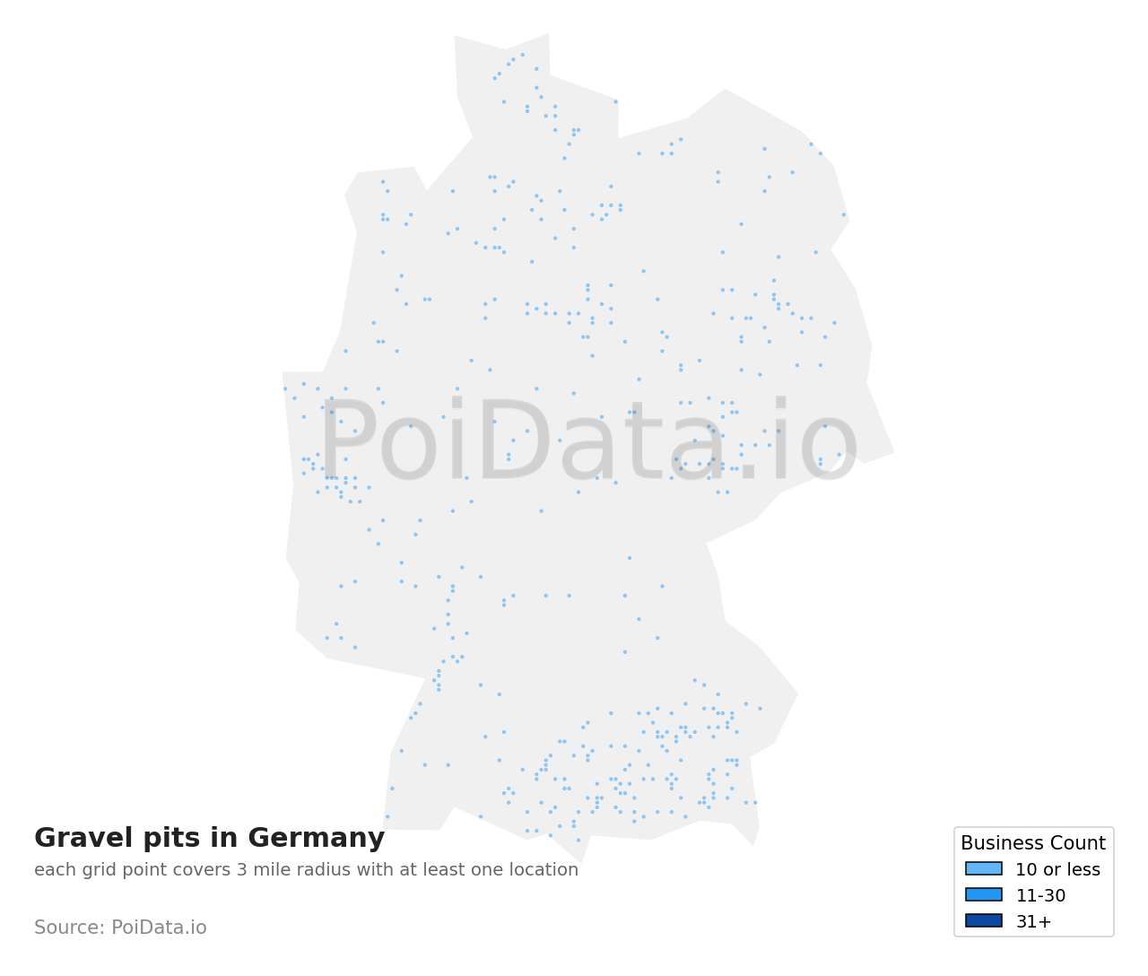 Gravel pit density map for Germany