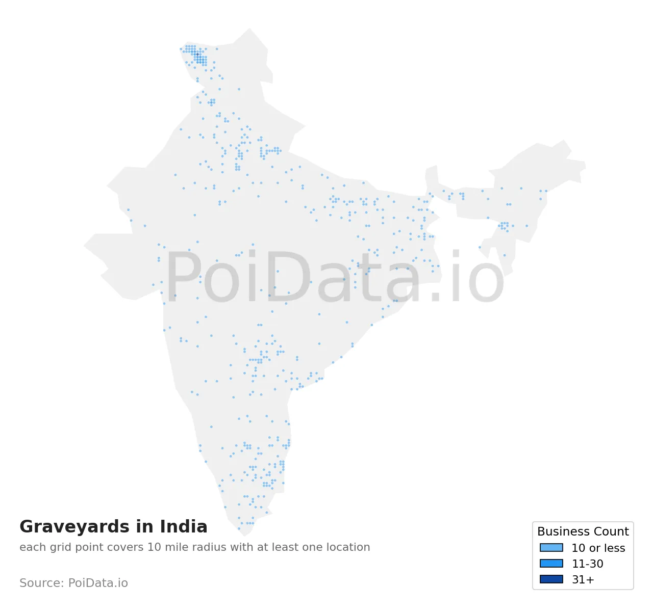 Graveyard density map for India