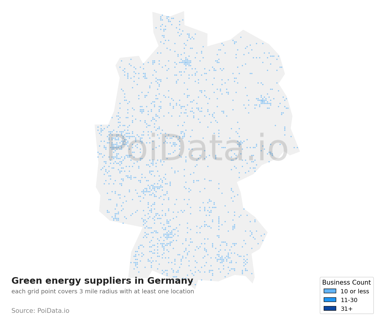 Green energy supplier density map for Germany