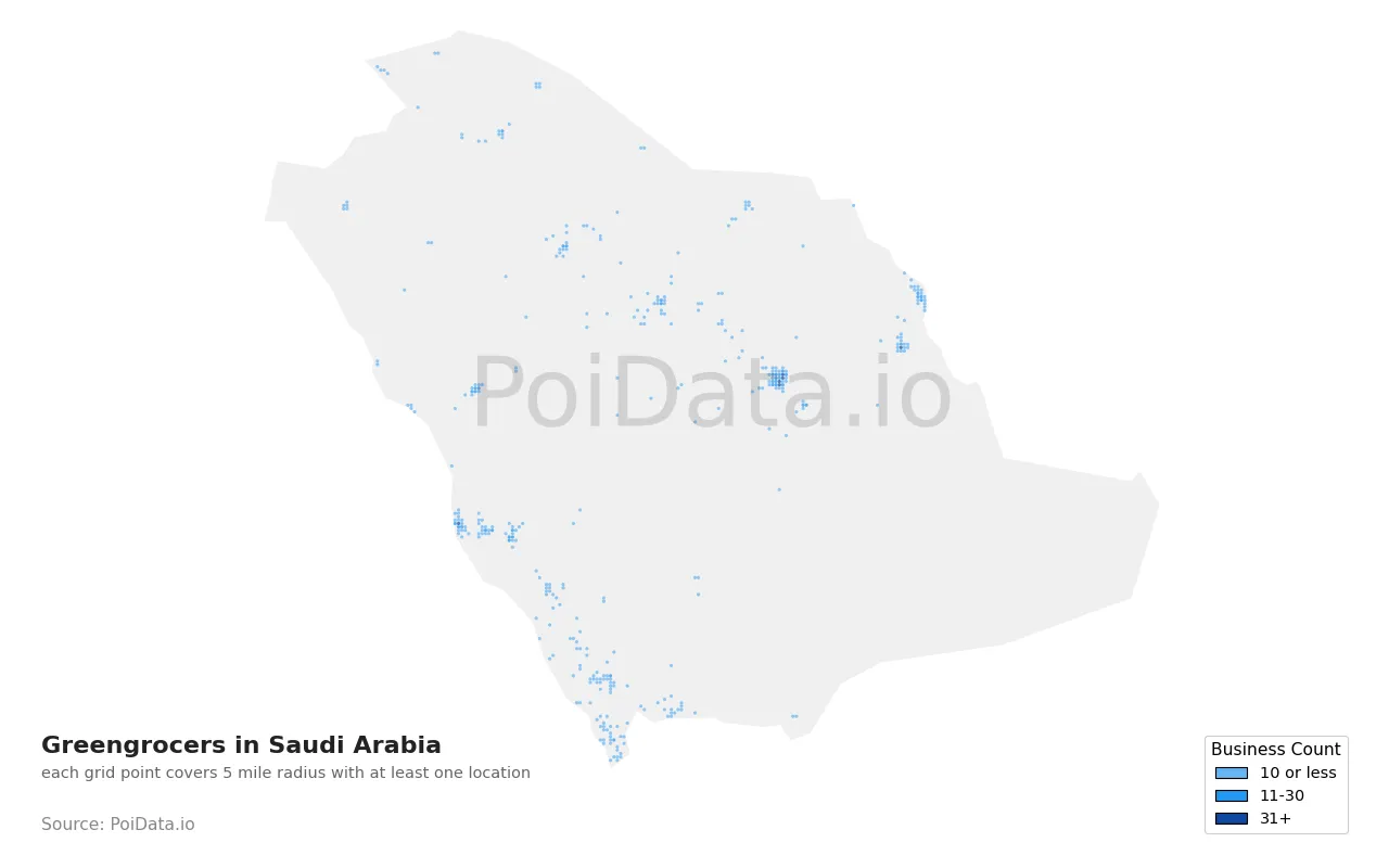 Greengrocer density map for Saudi Arabia