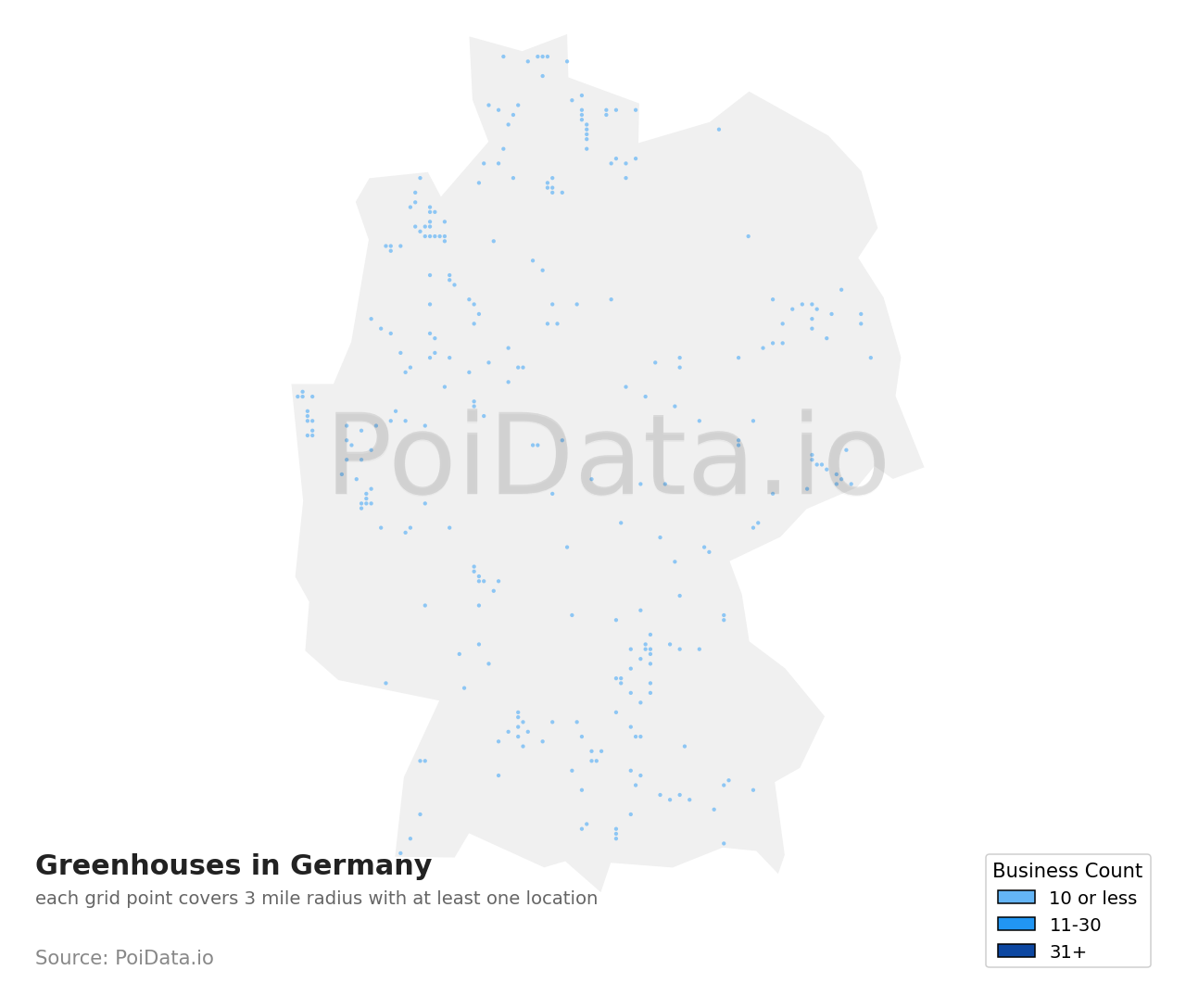 Greenhouse density map for Germany