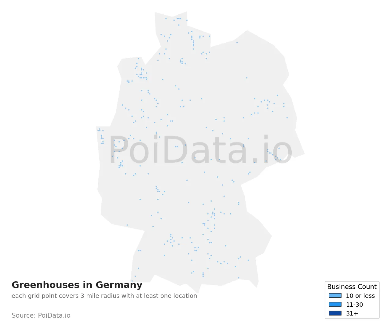 Greenhouse density map for Germany