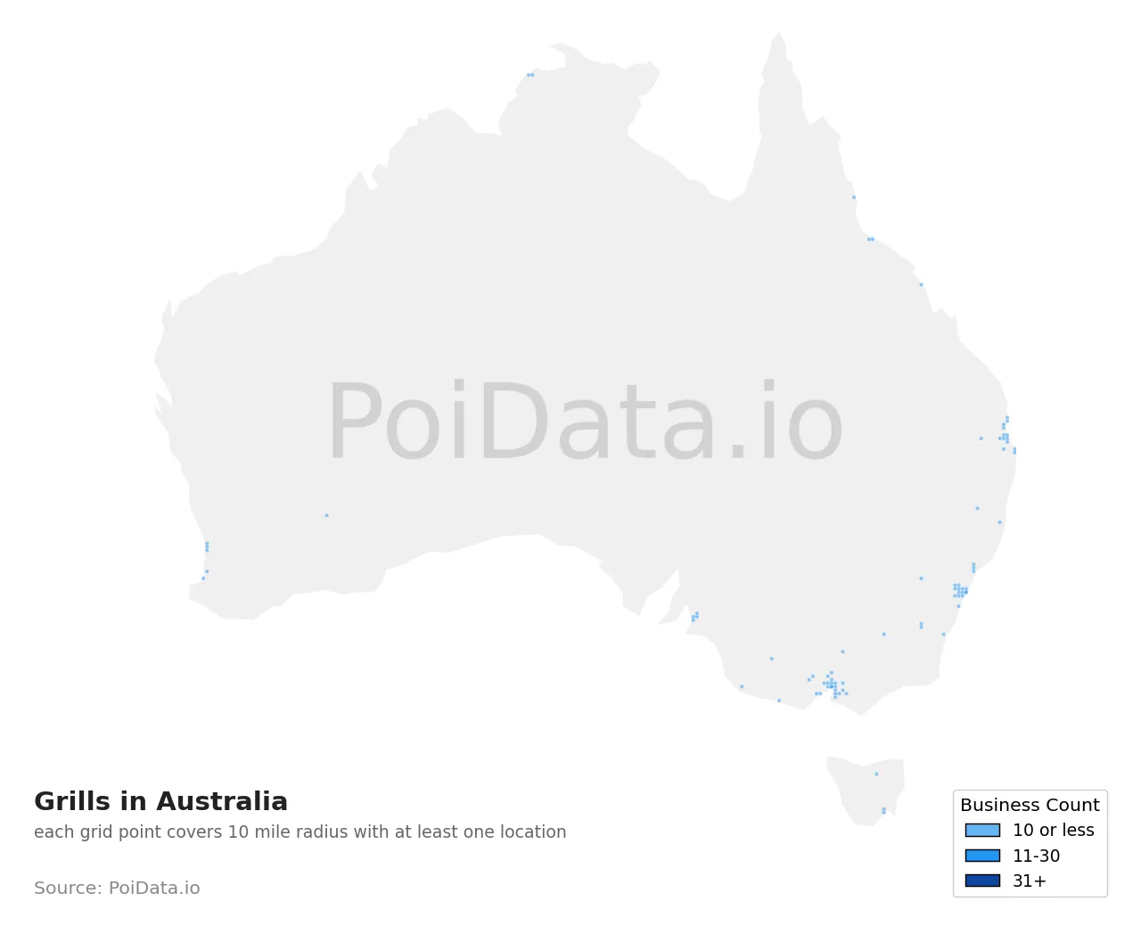 Grill density map for Australia