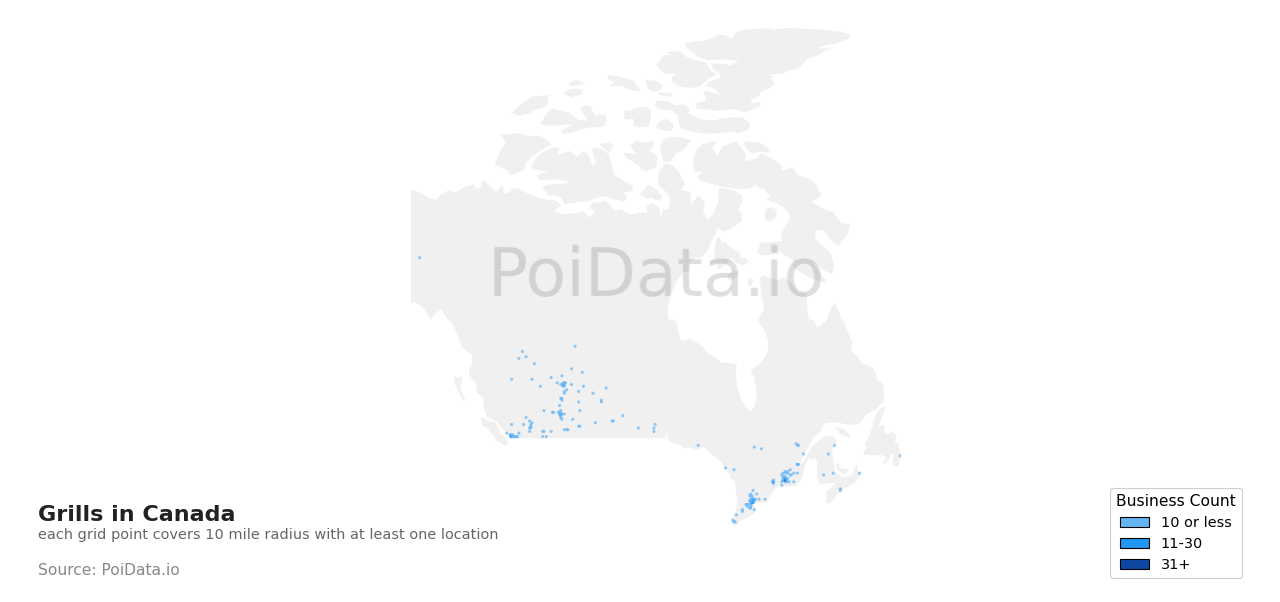 Grill density map for Canada