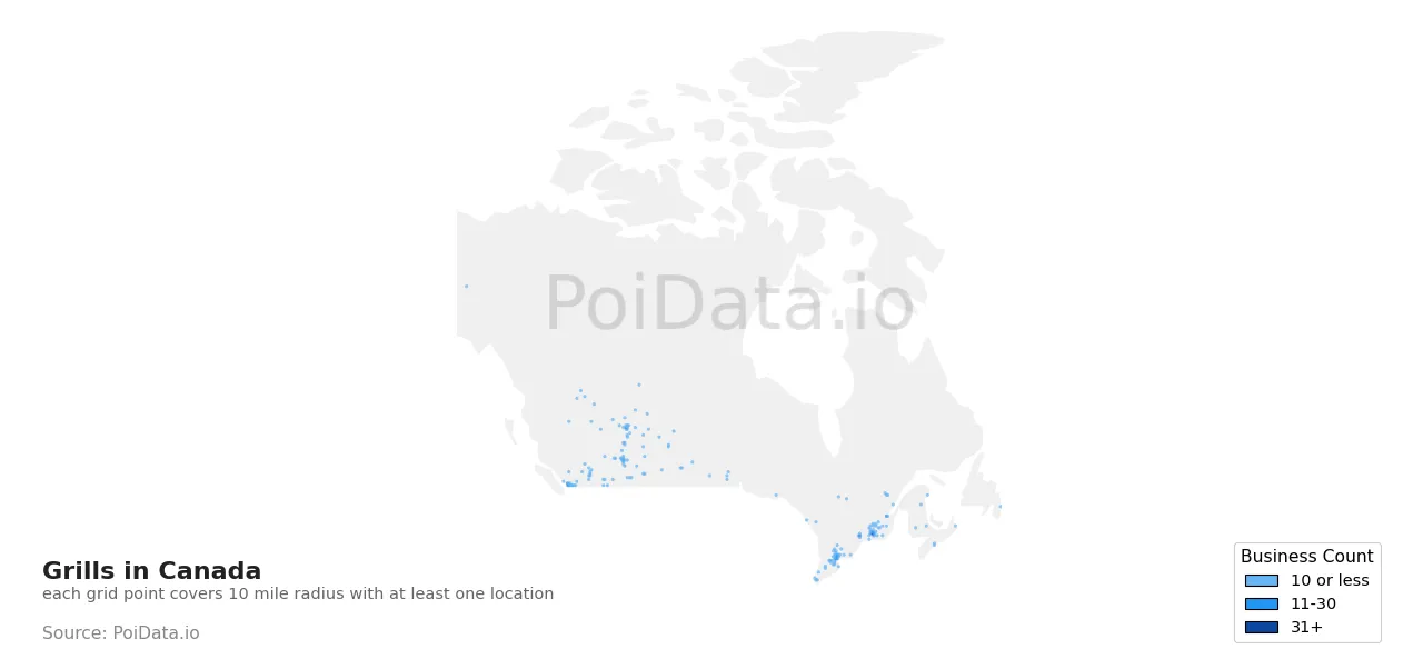 Grill density map for Canada
