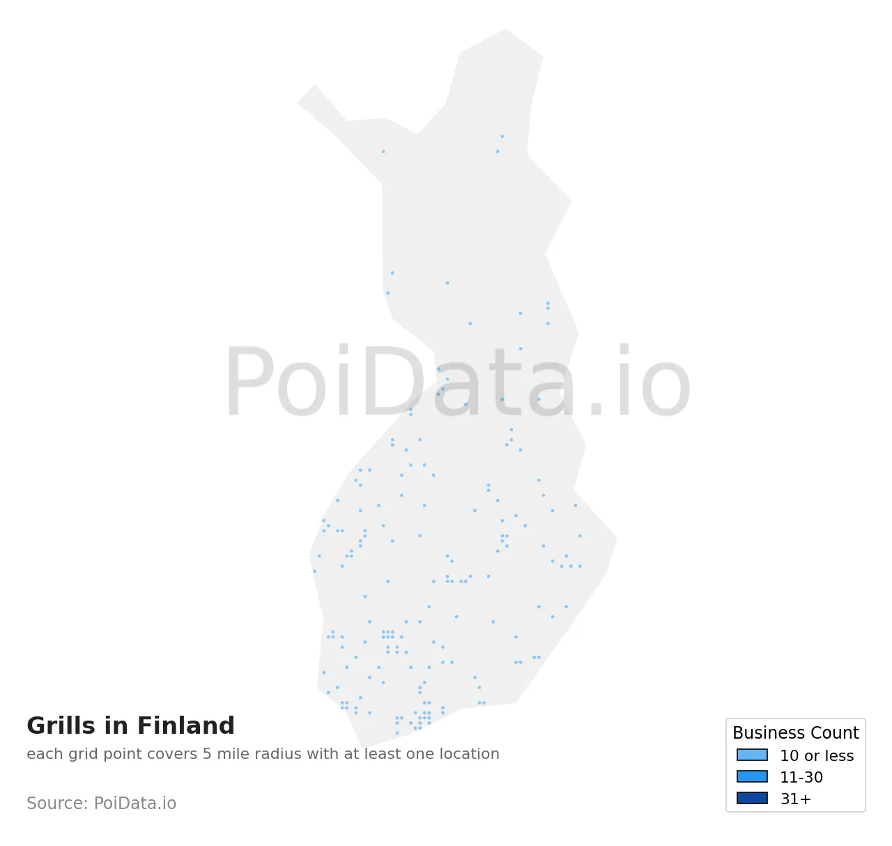 Grill density map for Finland