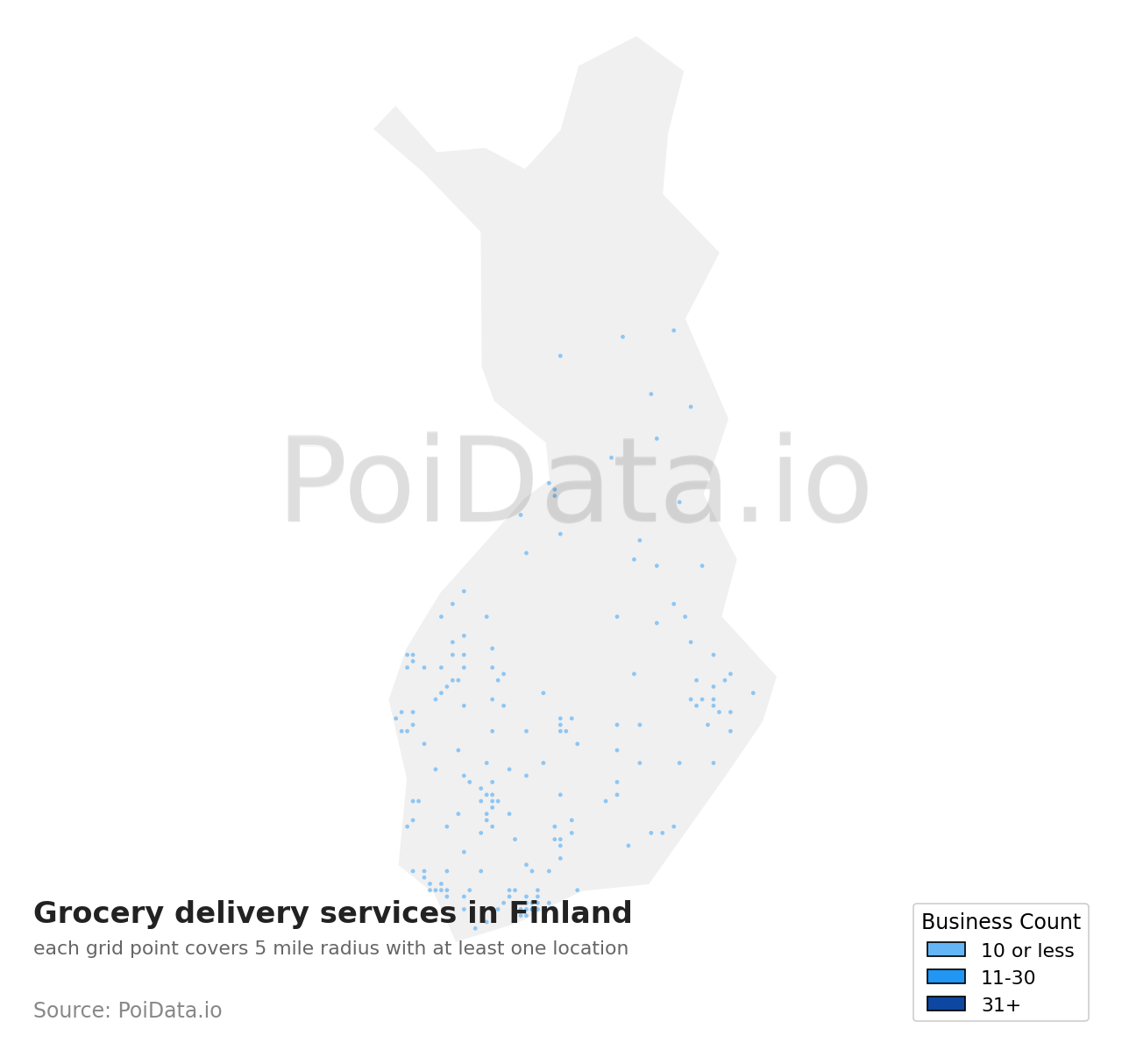 Grocery delivery service density map for Finland