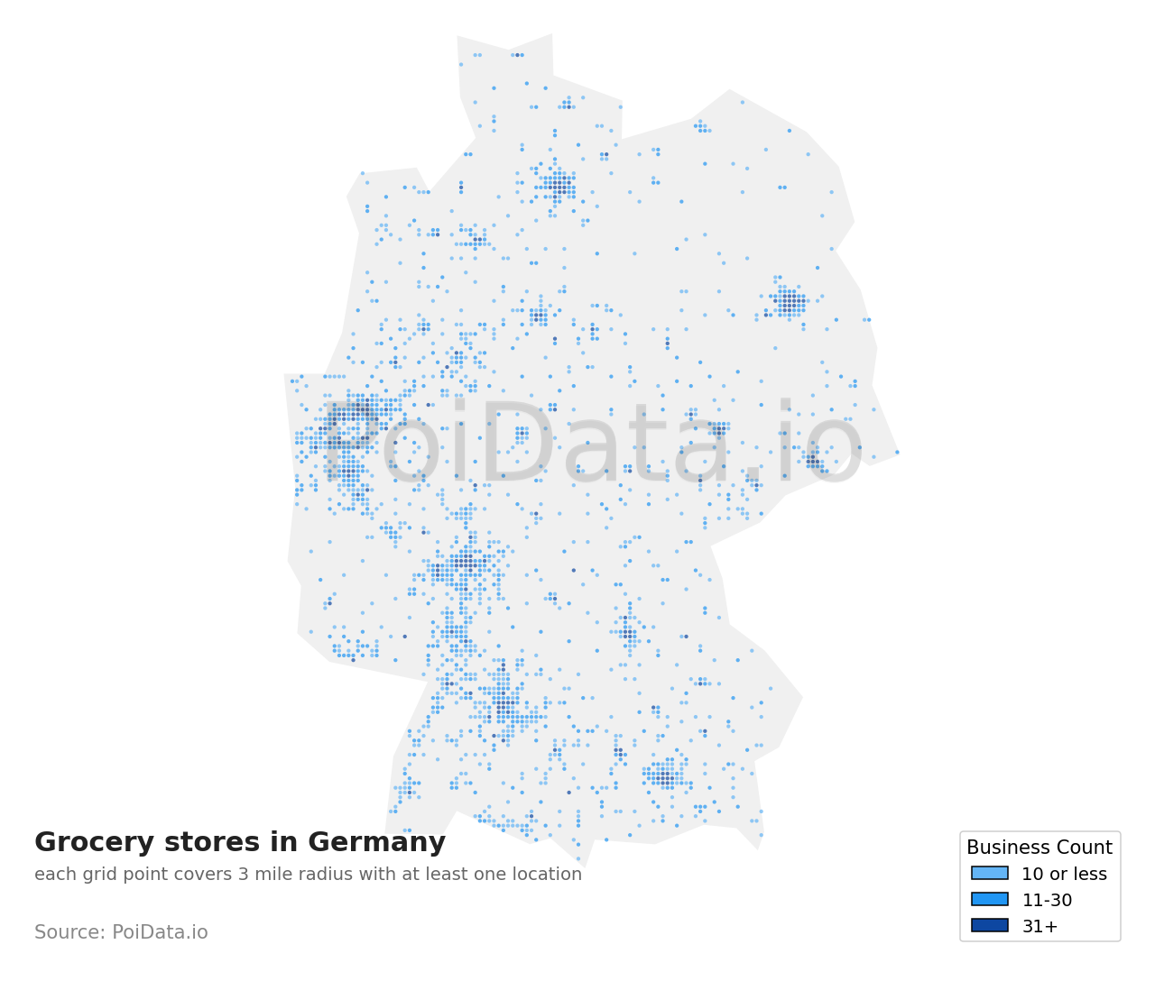 Grocery store density map for Germany