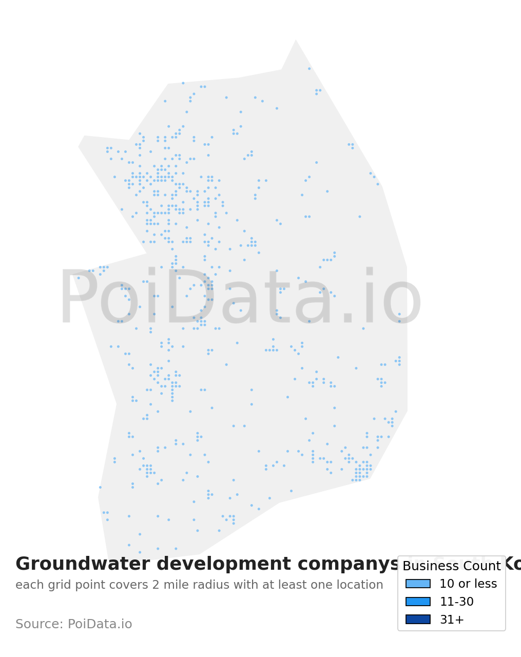 Groundwater development company density map for South Korea