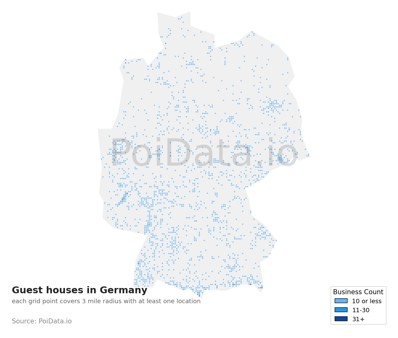 Guest house density map for Germany