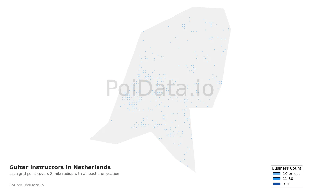 Guitar instructor density map for Netherlands