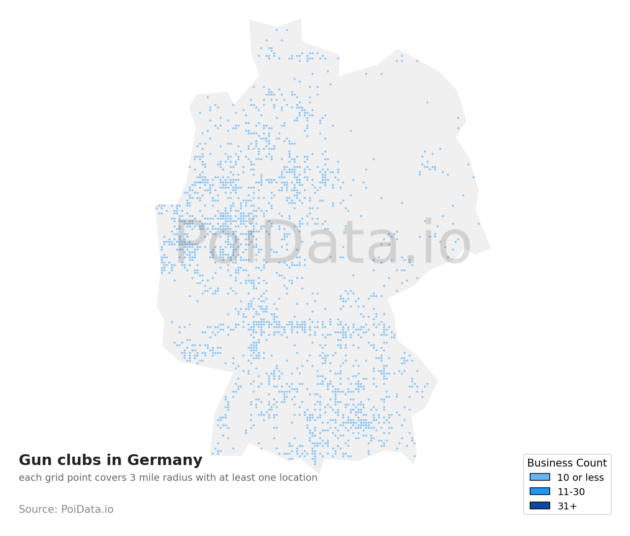Gun club density map for Germany