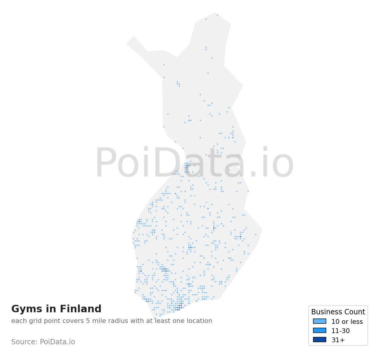 Gym density map for Finland