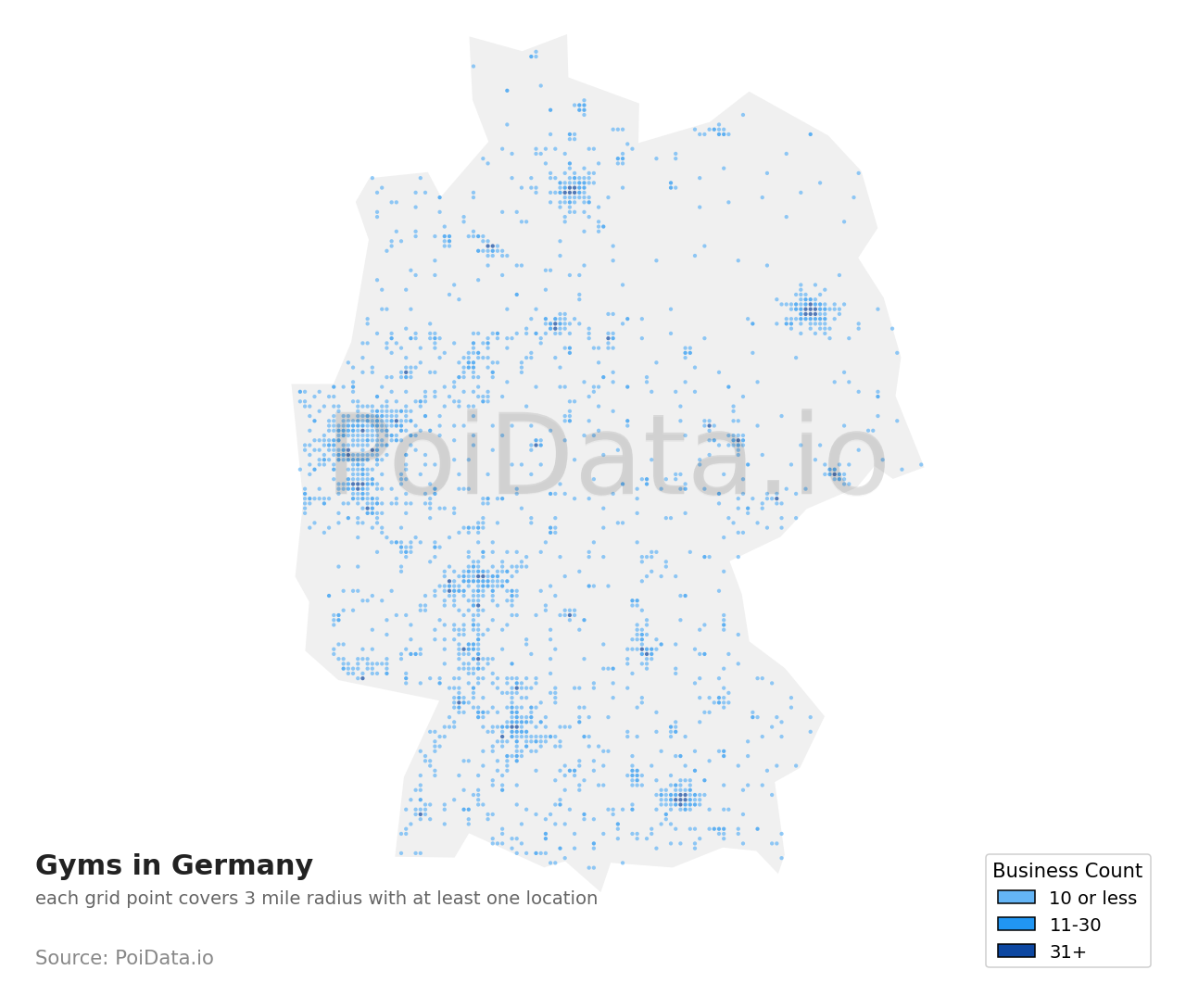 Gym density map for Germany