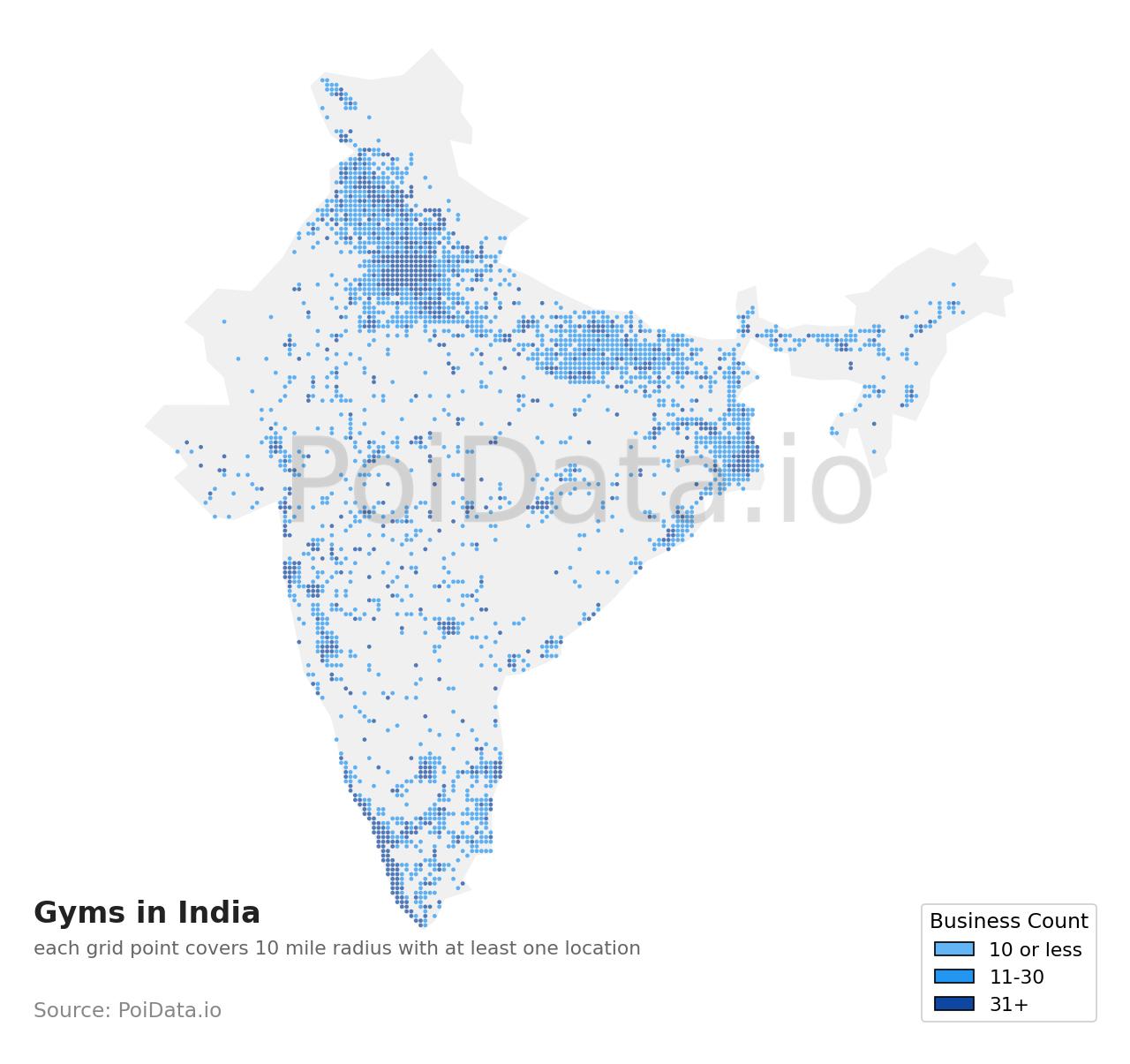 Gym density map for India