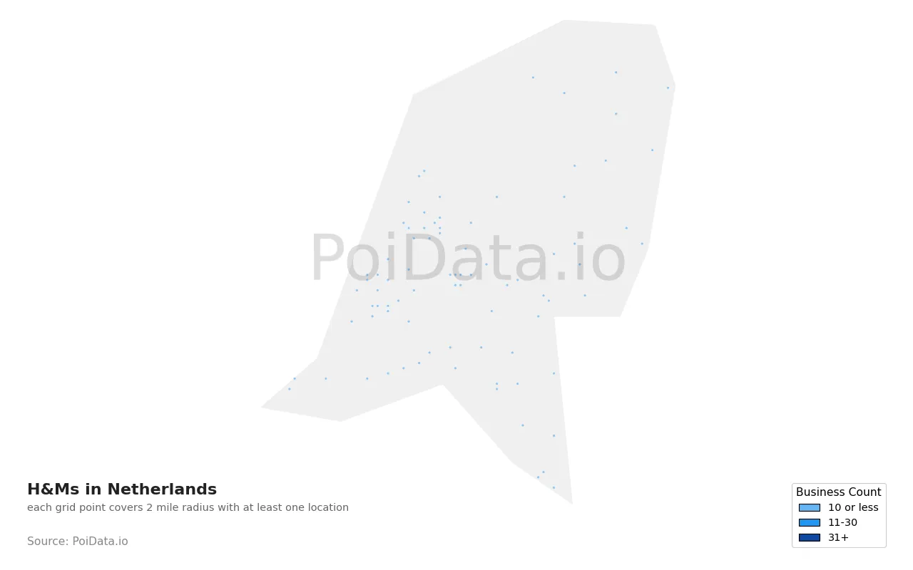 H&M density map for Netherlands