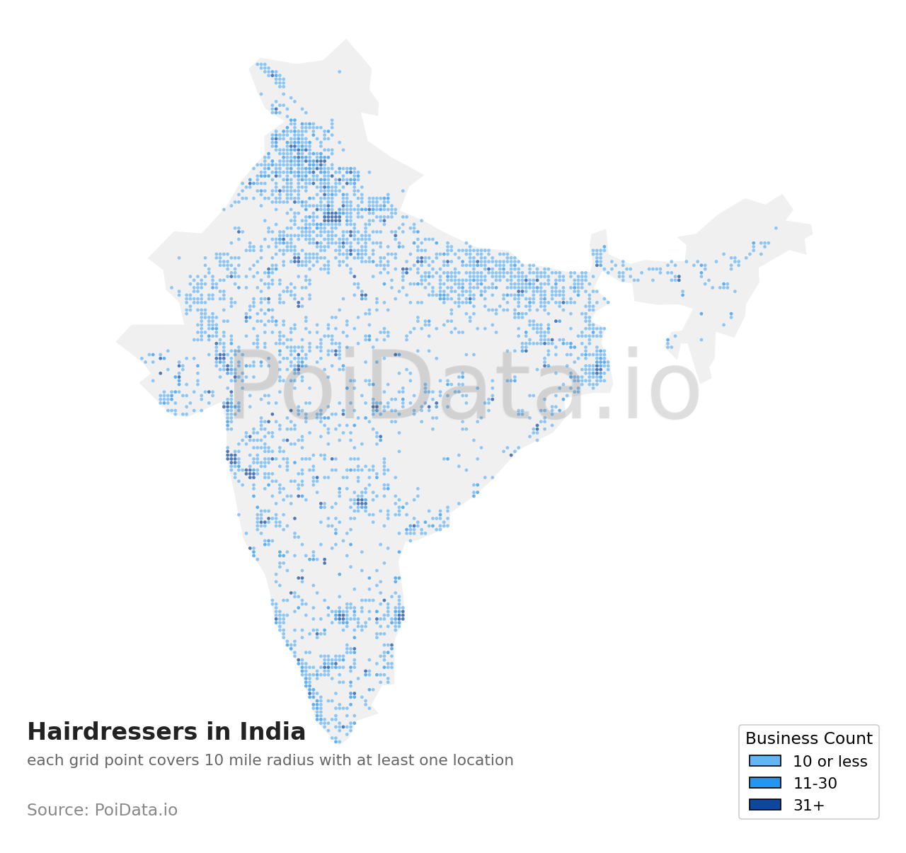 Hairdresser density map for India