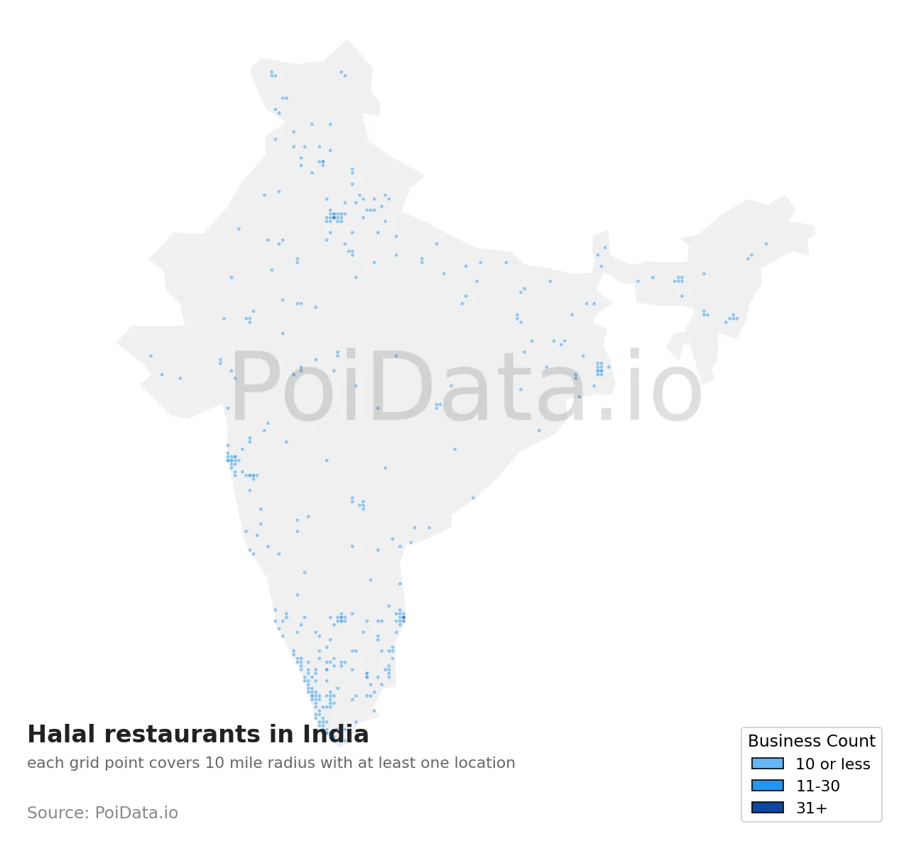 Halal restaurant density map for India
