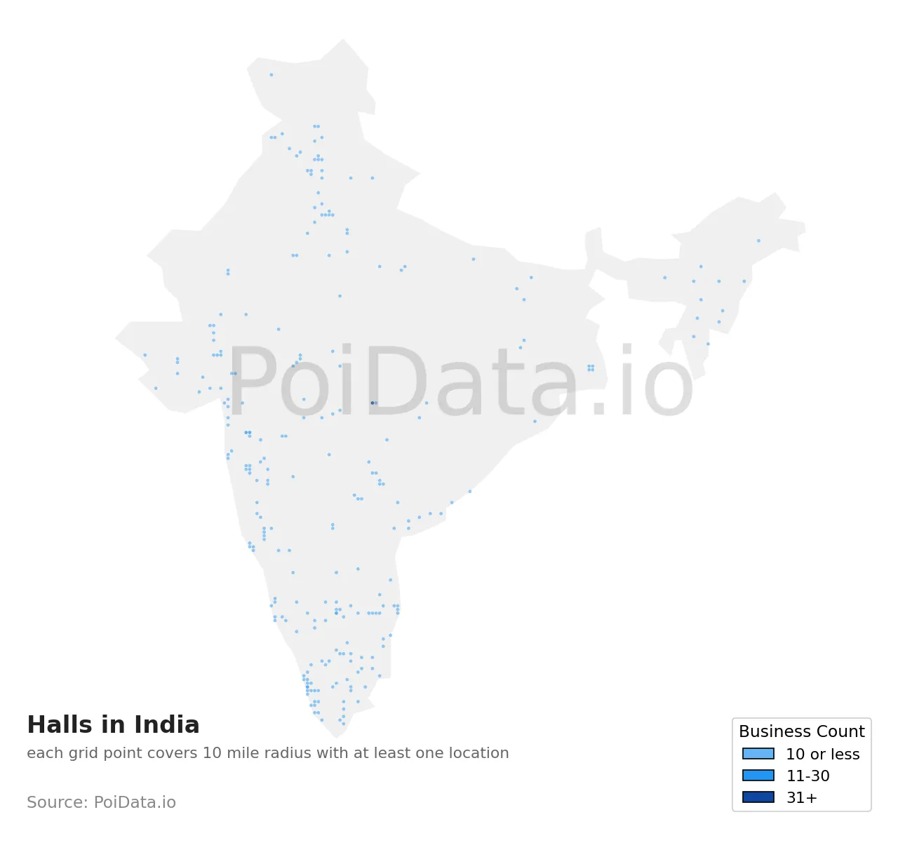 Hall density map for India