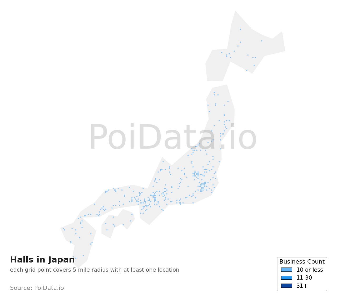 Hall density map for Saitama, Japan