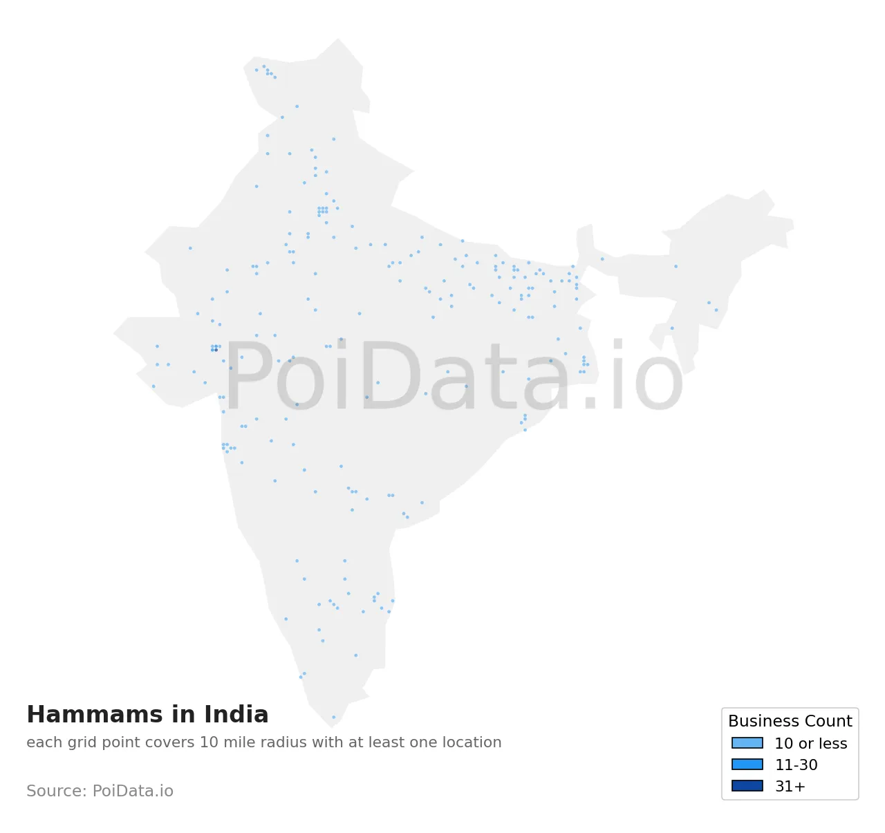Hammam density map for India