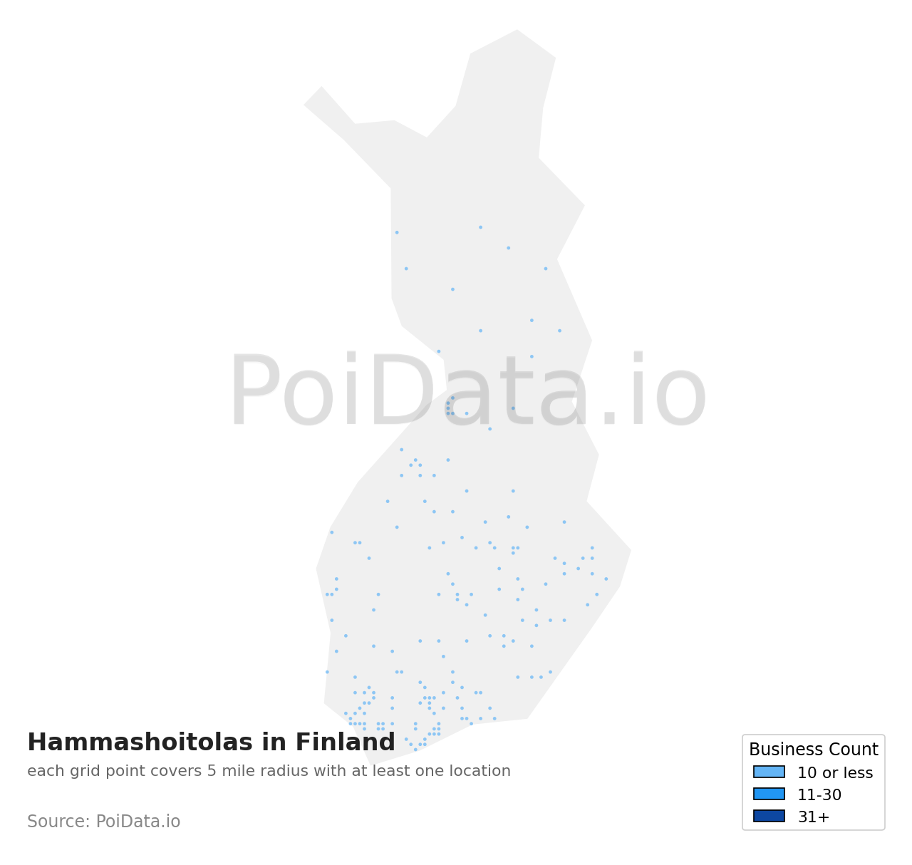 Hammashoitola density map for Finland