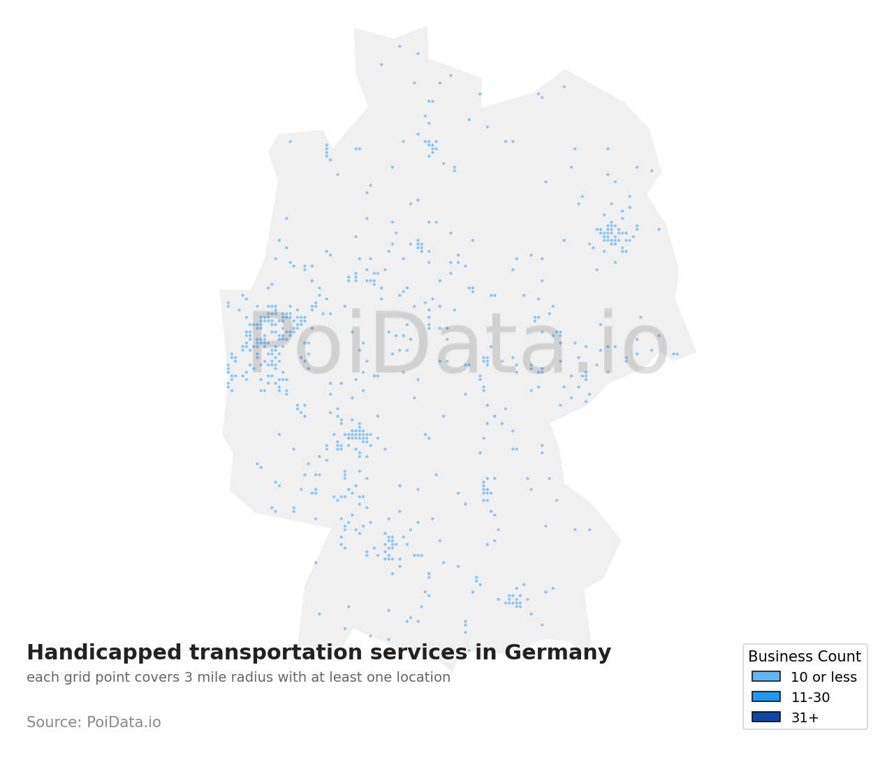 Handicapped transportation service density map for Germany