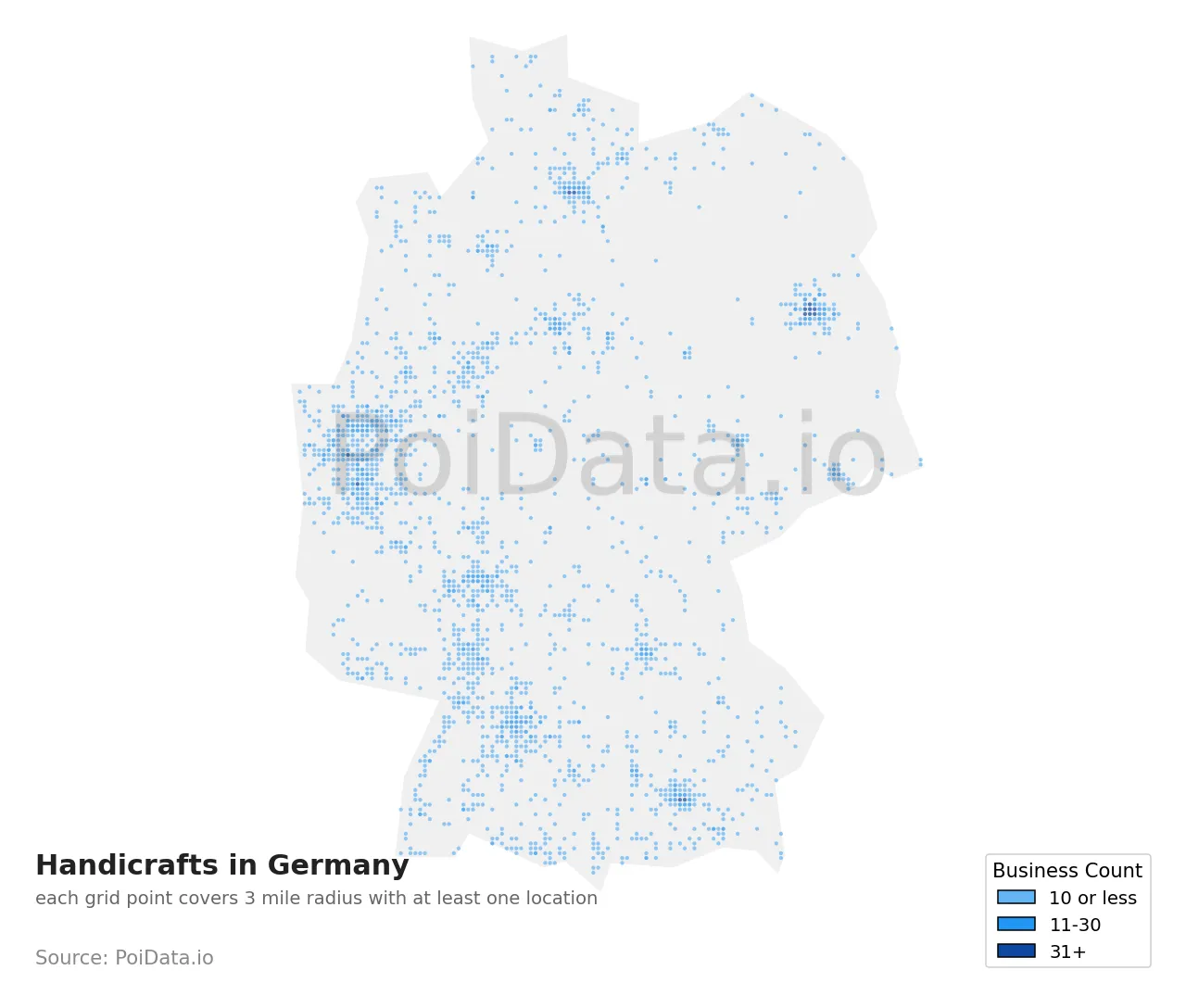 Handicraft density map for Germany