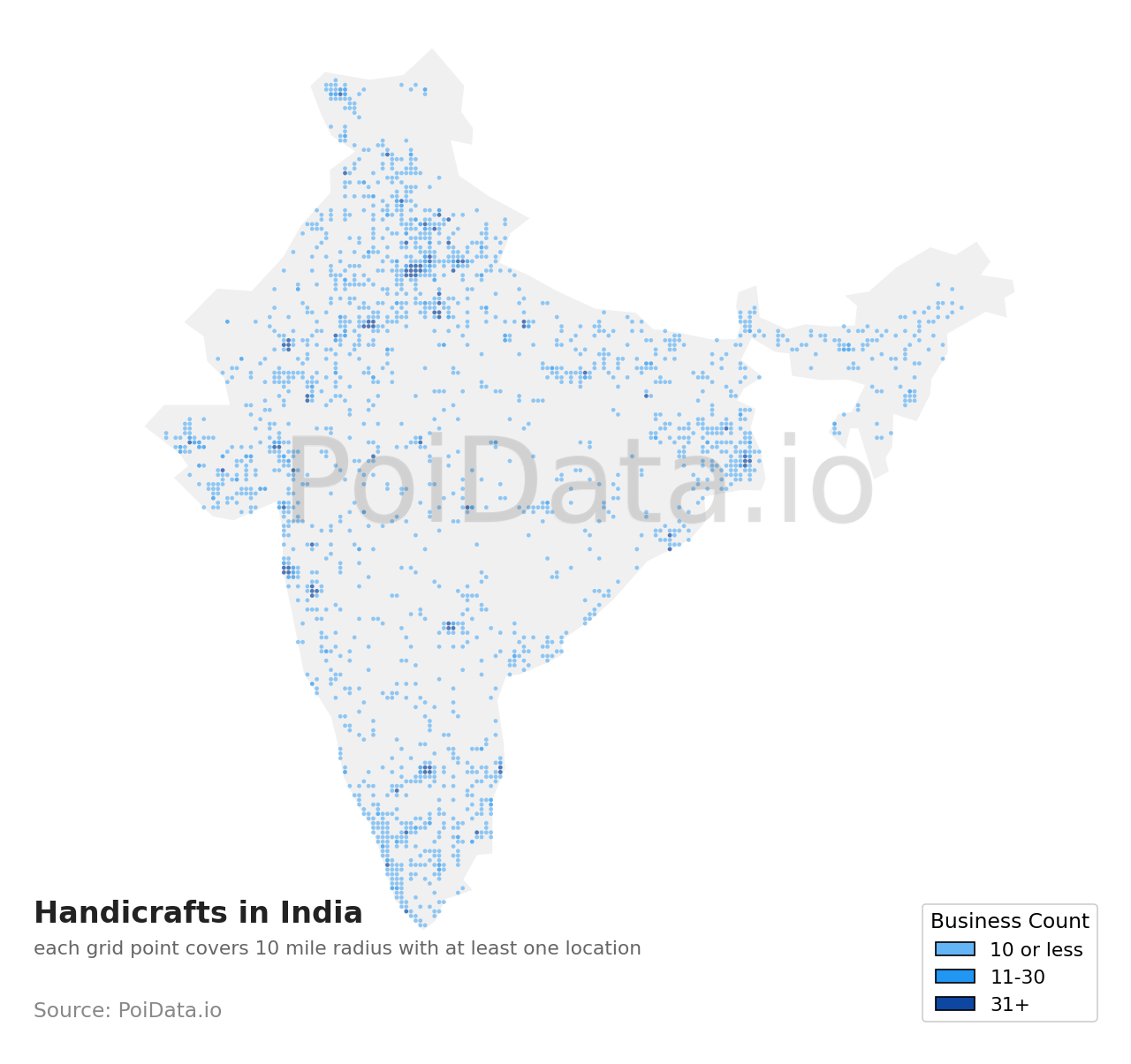 Handicraft density map for India