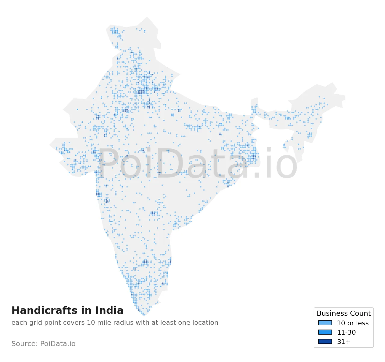 Handicraft density map for India