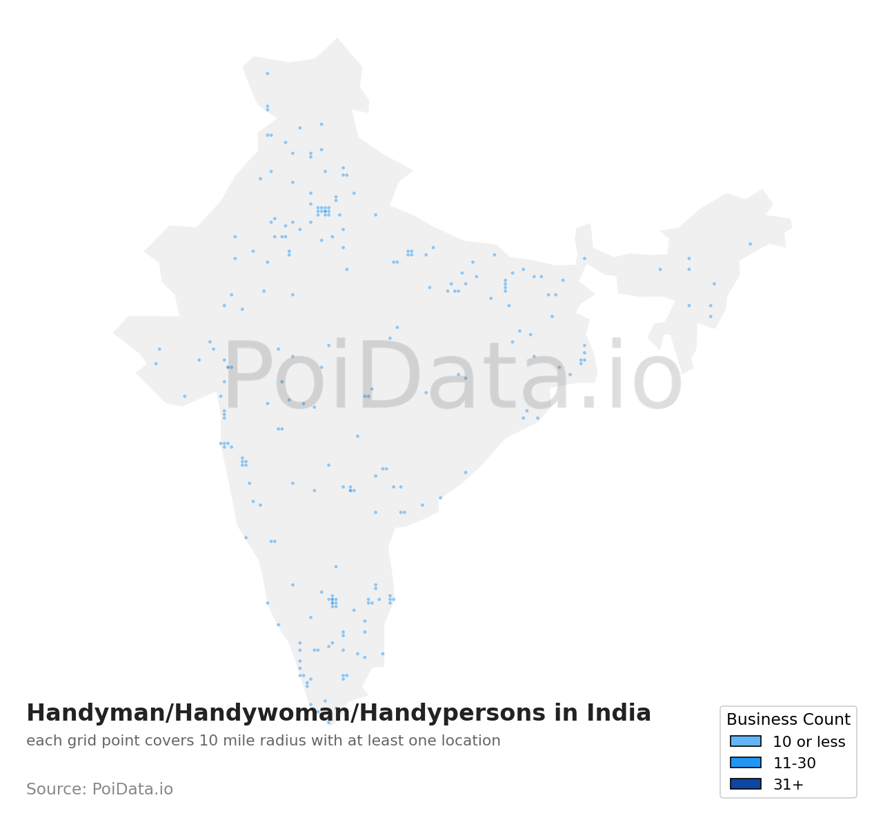 Handyman/Handywoman/Handyperson density map for India