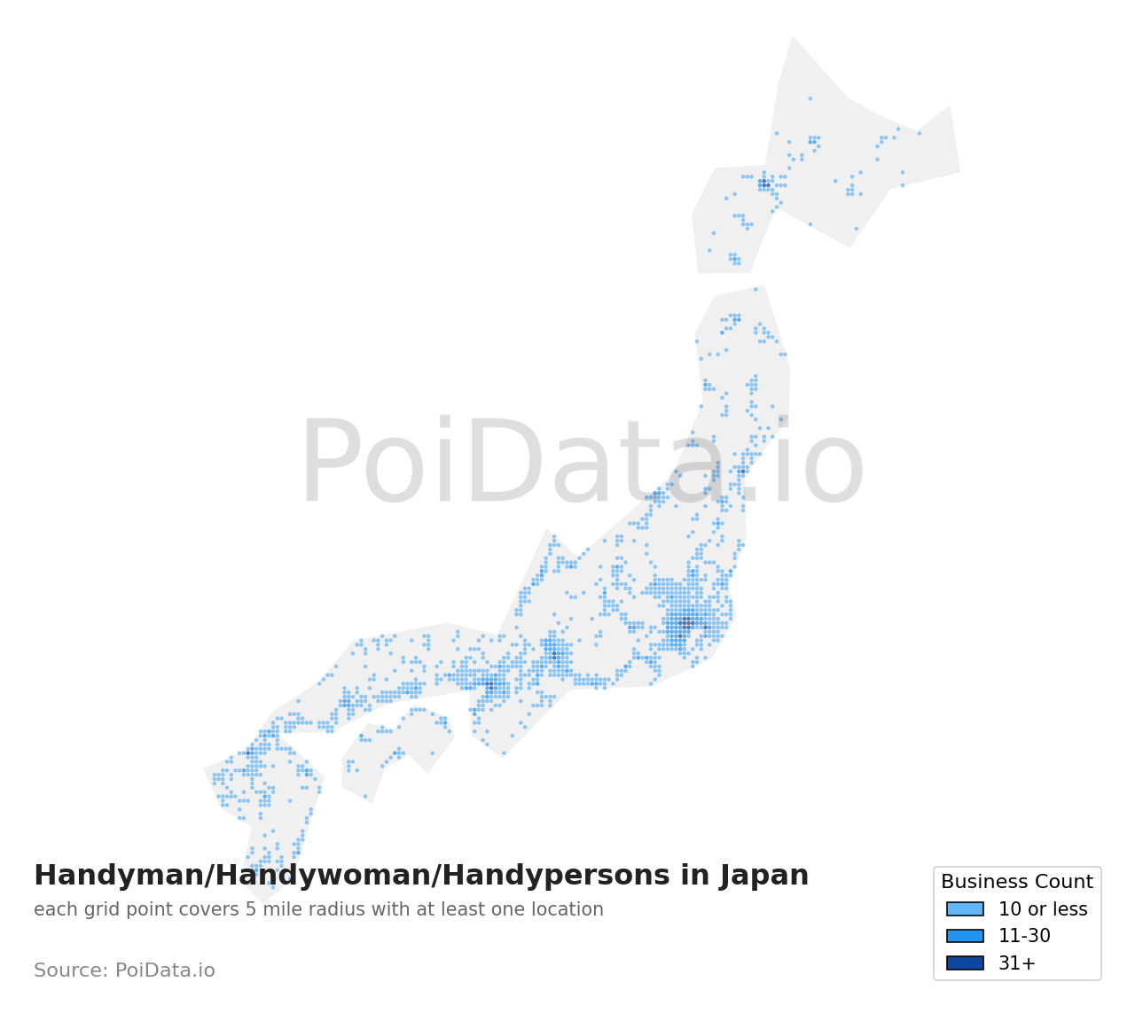 Handyman/Handywoman/Handyperson density map for Saitama, Japan