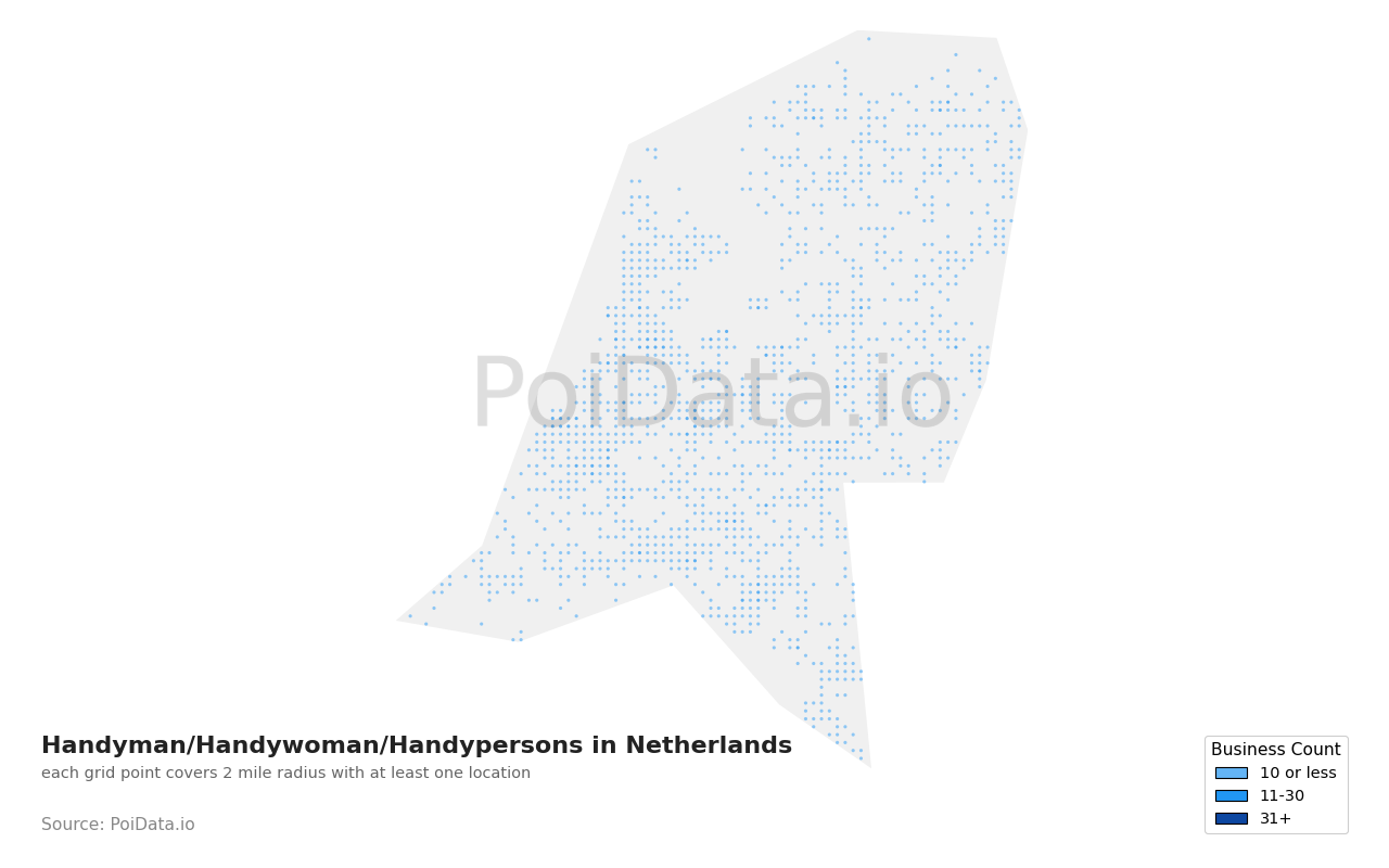 Handyman/Handywoman/Handyperson density map for Netherlands
