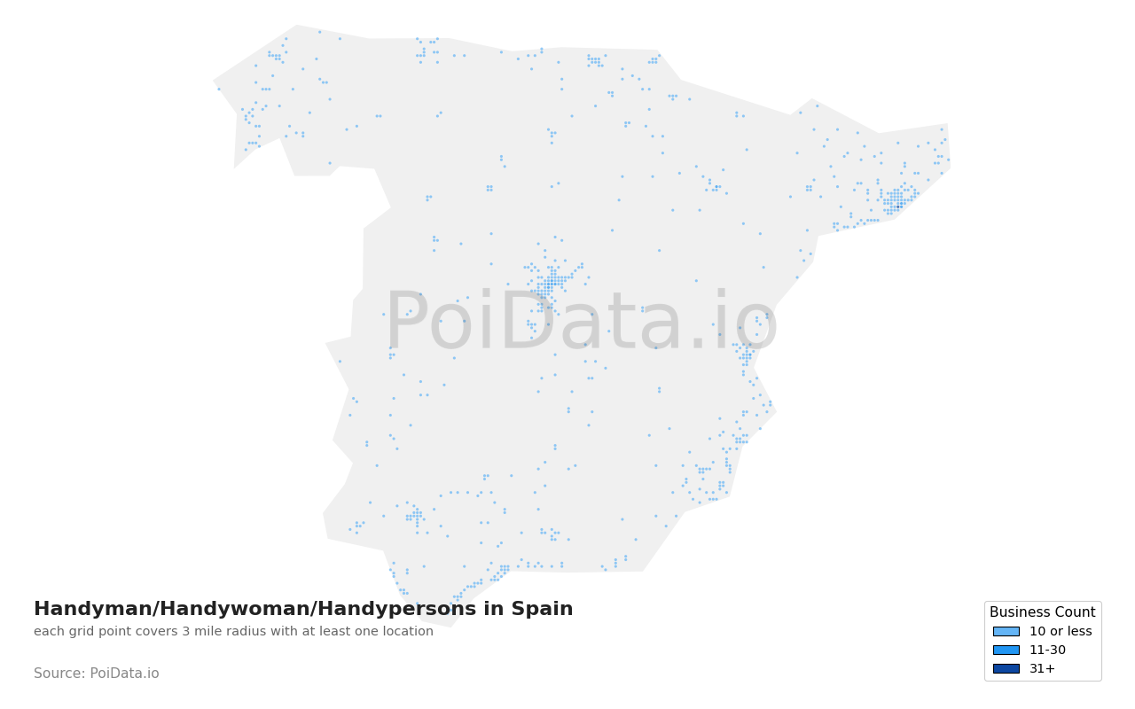 Handyman/Handywoman/Handyperson density map for Spain