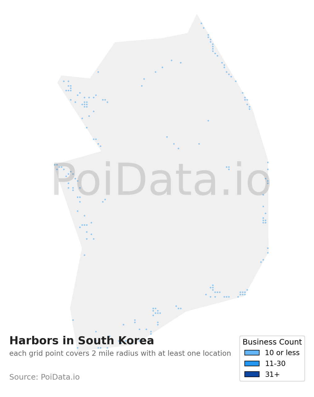 Harbor density map for South Korea