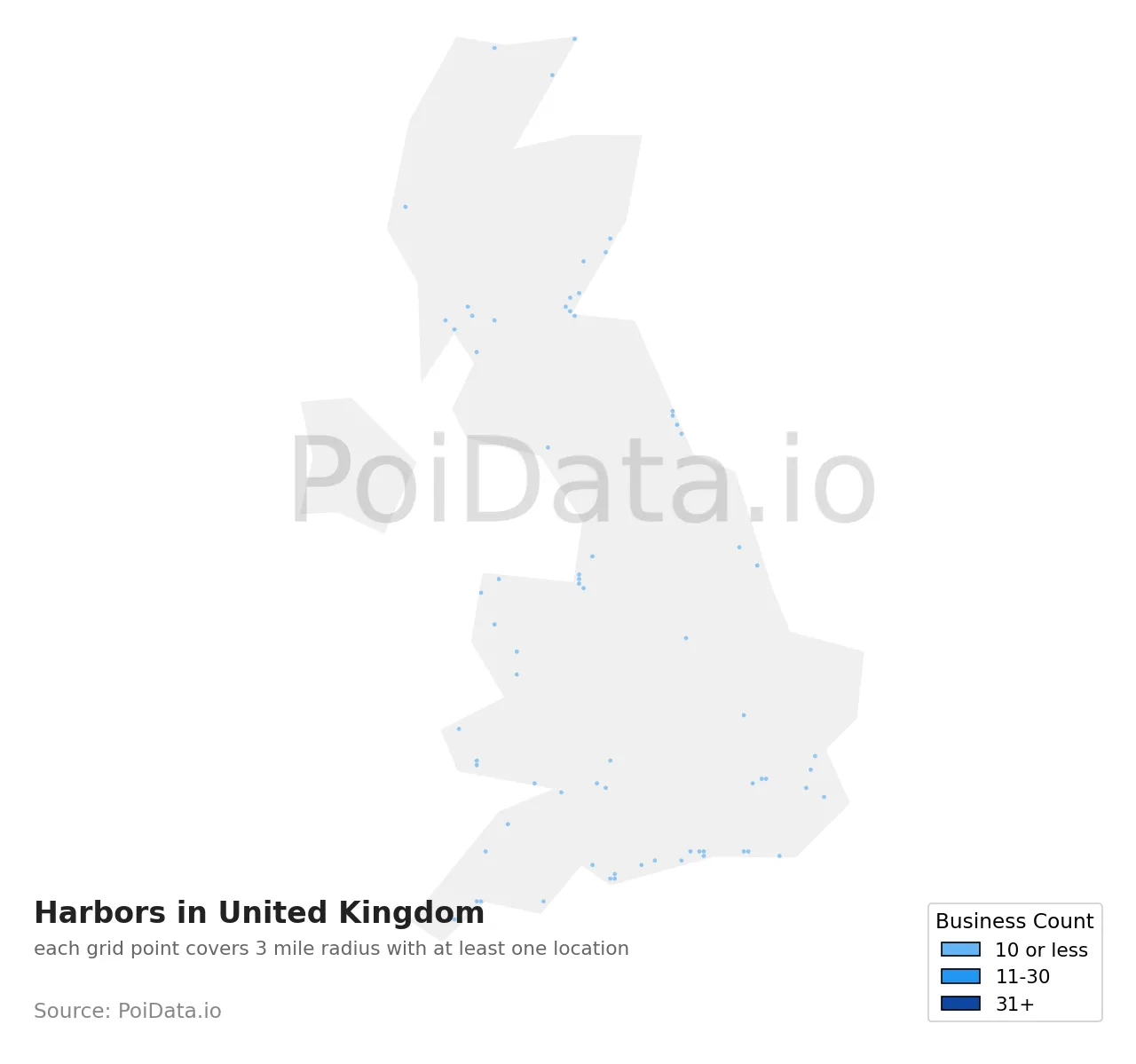 Harbor density map for United Kingdom