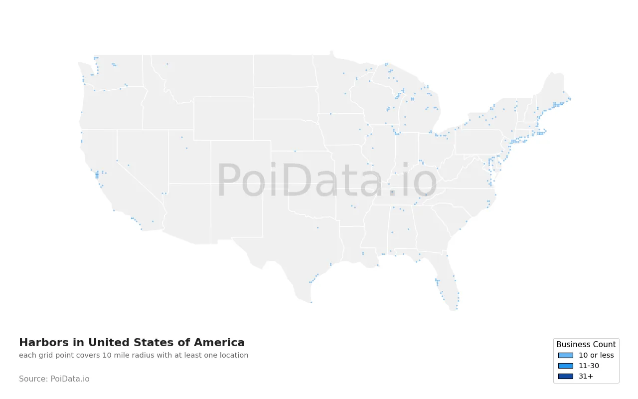 Harbor density map for United States