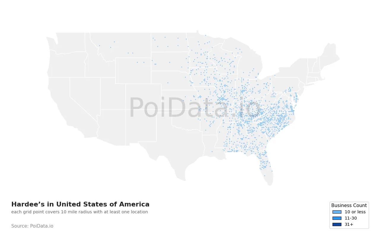 Hardee’s density map for United States
