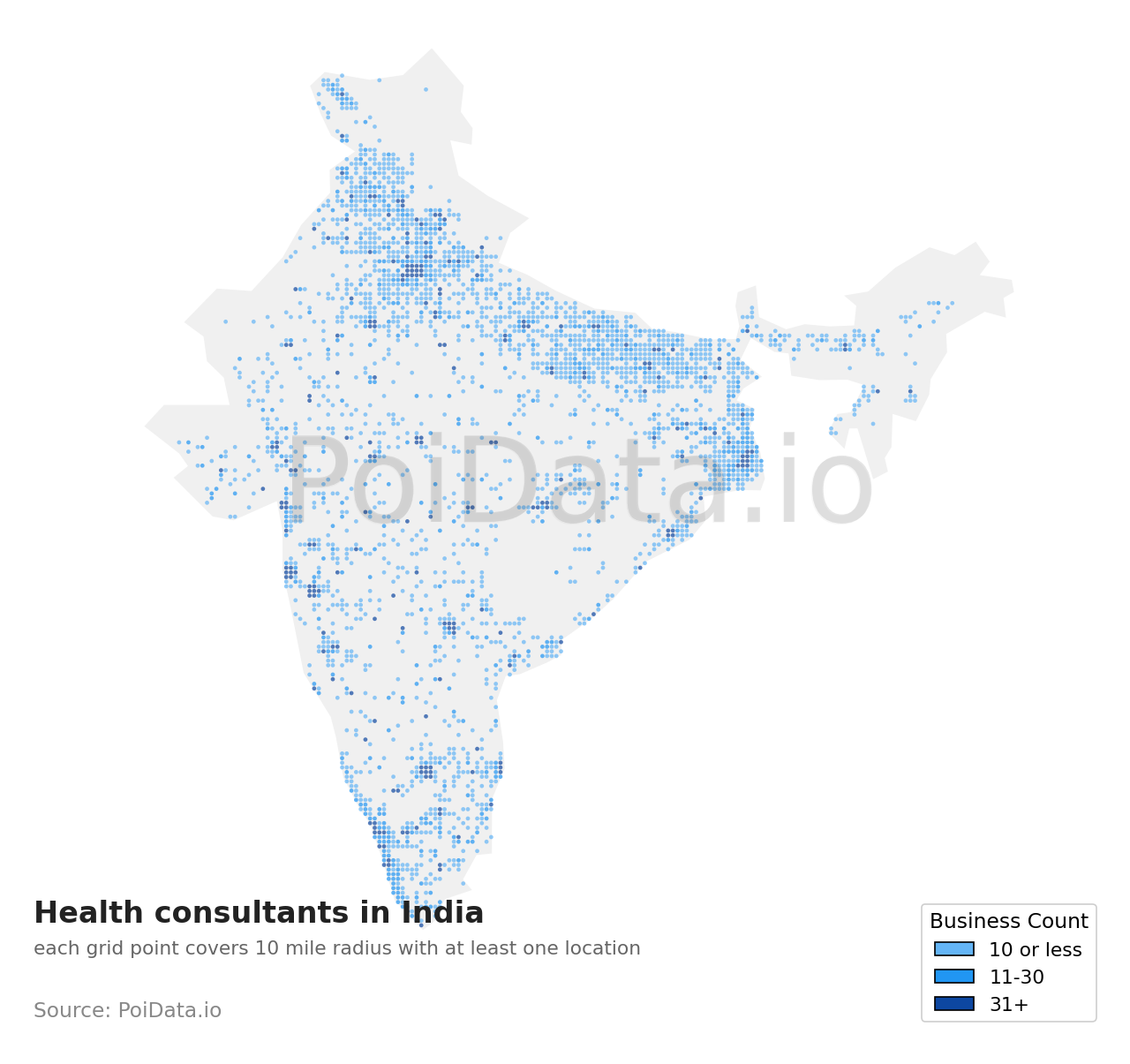 Health consultant density map for India