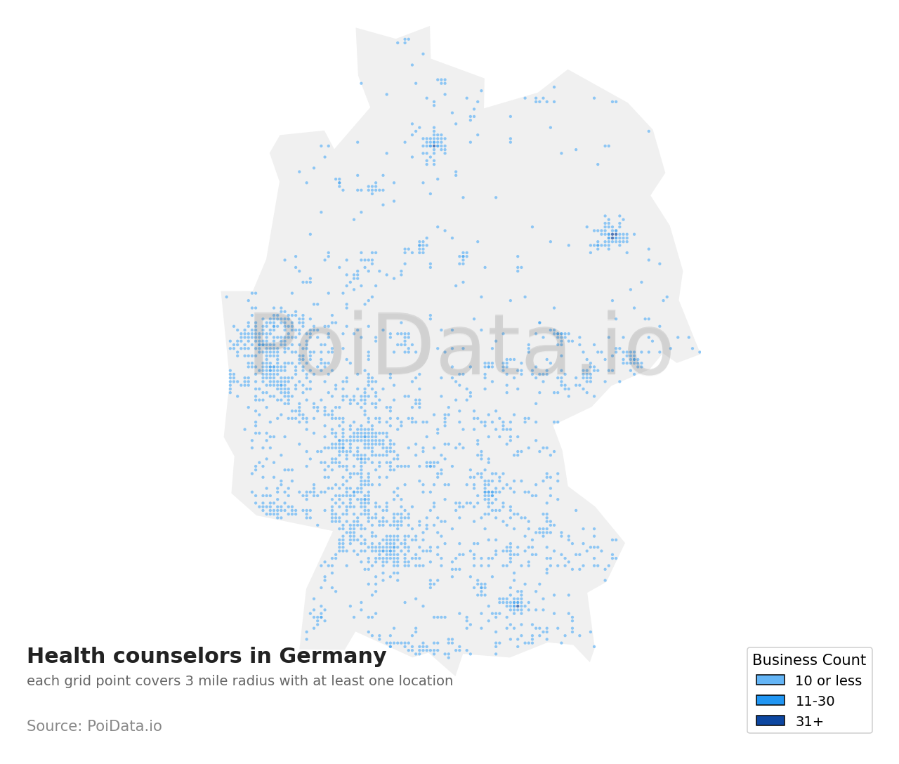 Health counselor density map for Germany