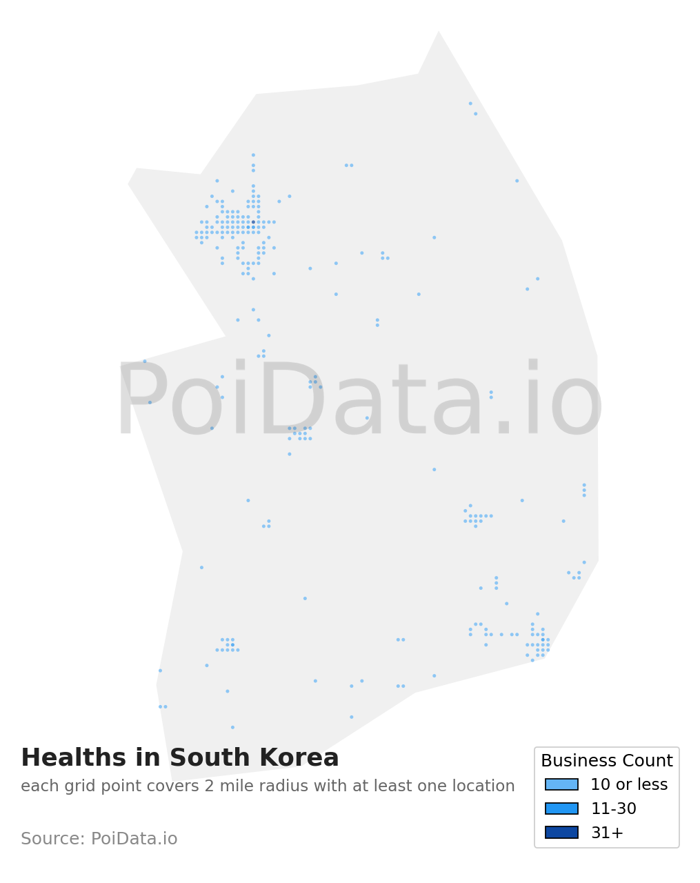 Health density map for South Korea