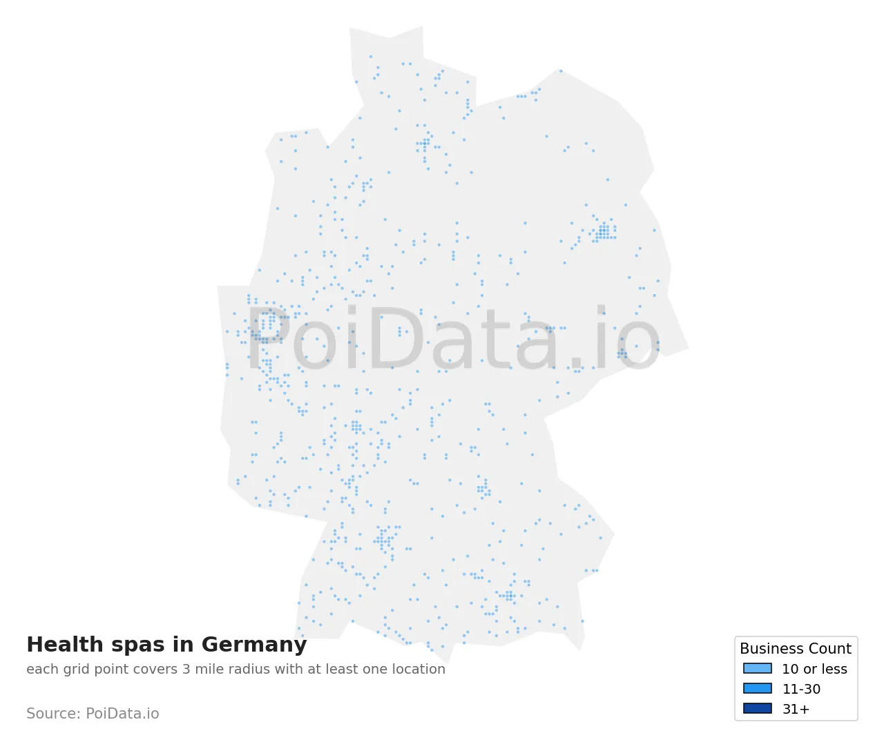Health spa density map for Germany