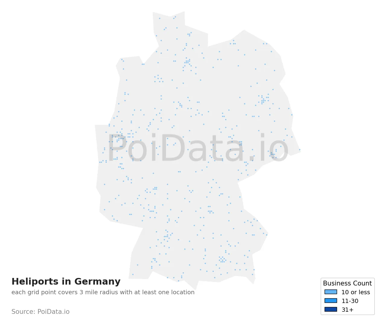 Heliport density map for Germany