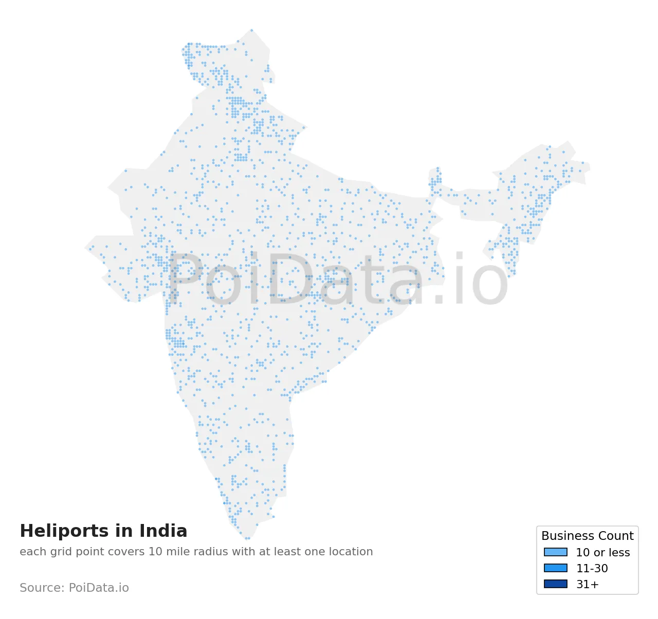 Heliport density map for India