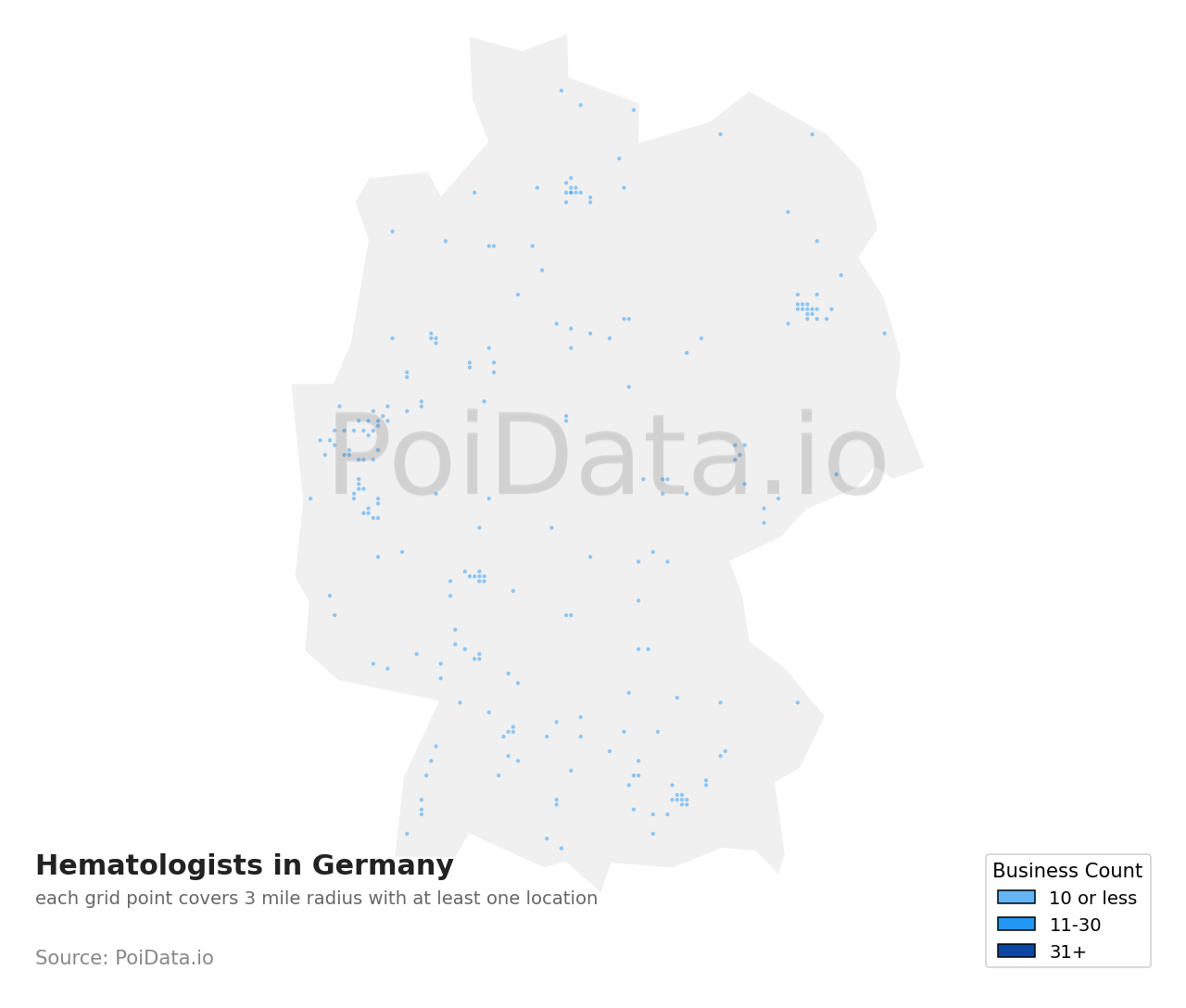 Hematologist density map for Germany